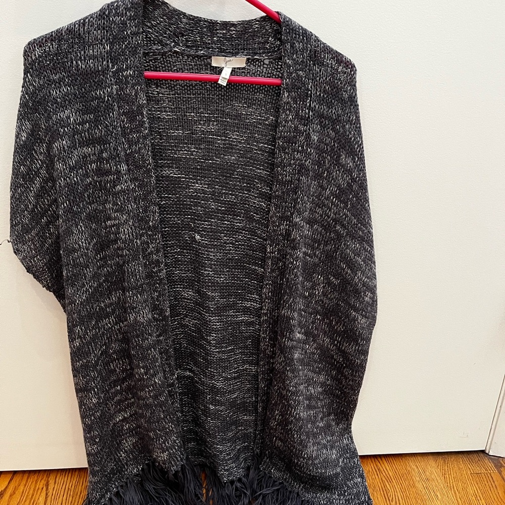 Joie Charcoal Knit Long Short Sleeve Cardigan